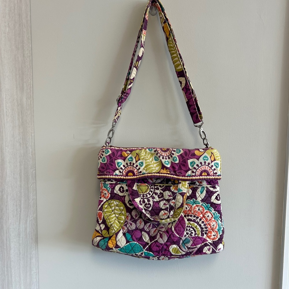 Vera Bradley Plum Crazy convertible crossbody tote purse‎ bag floral quilted